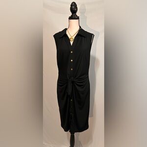 Thalia Sodi Tunic Blouse To Womens Size L Nocturnal Blue Lace V Neck Gold Button